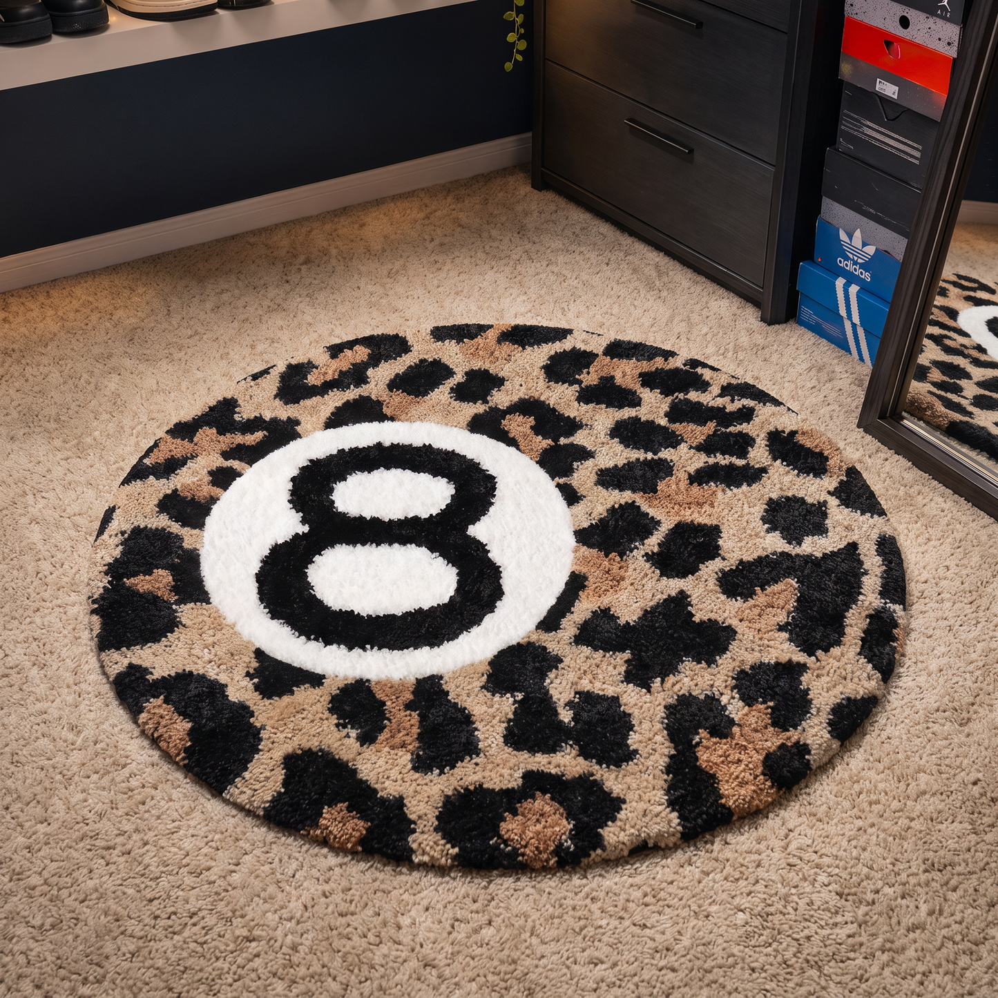 Leopard 8-Ball Round Rug lifestyle photo