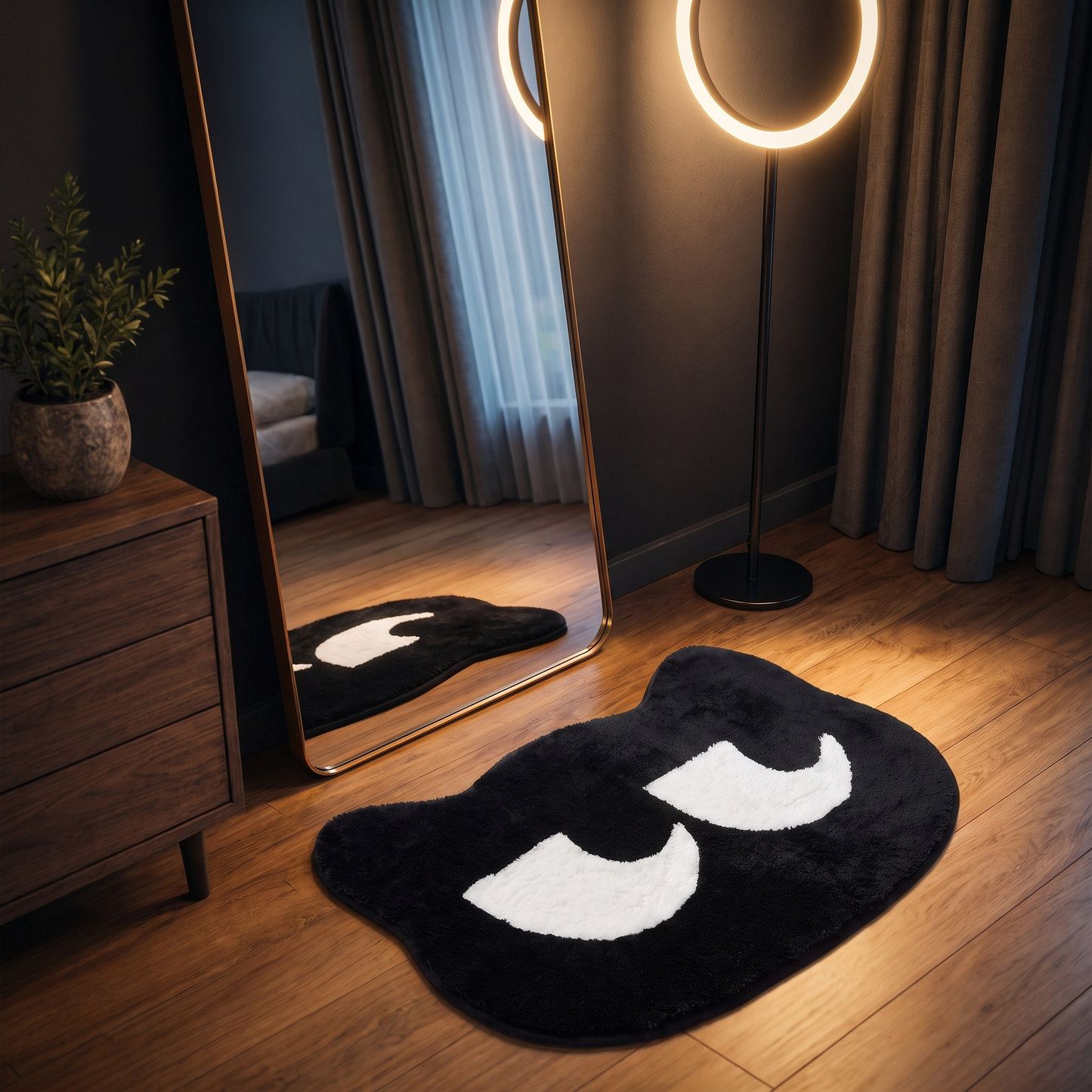 Sleepy Cat Face Shaped Rug lifestyle photo