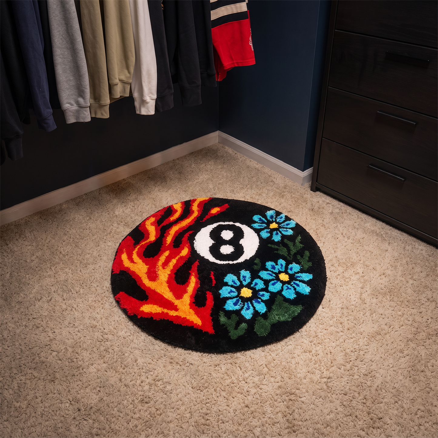 Retro Daisy 8-Ball Rug lifestyle photo