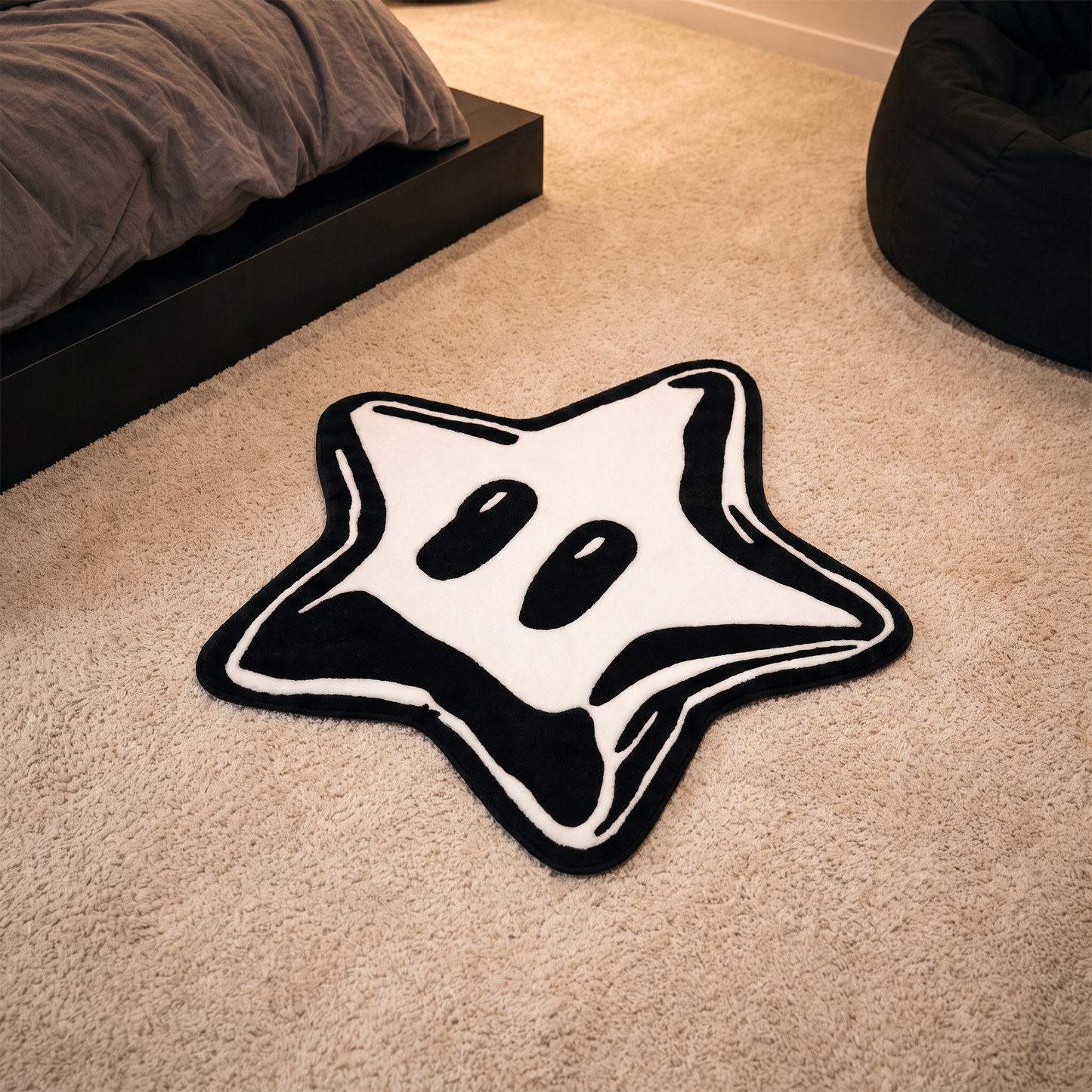 Black and White Star Shaped Rug lifestyle photo