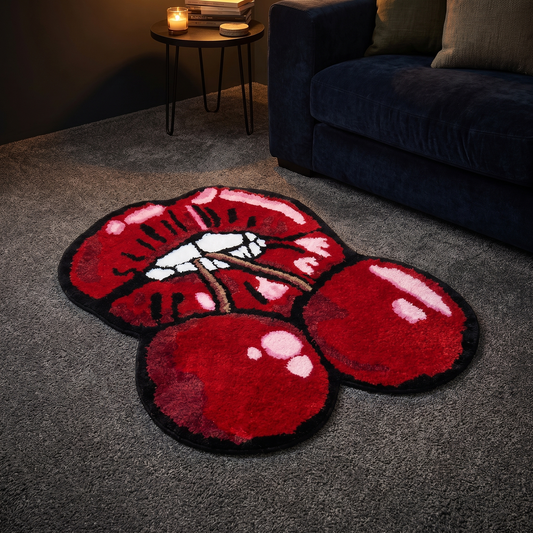 Cherry Red Lips Pop-Art Rug lifestyle photo