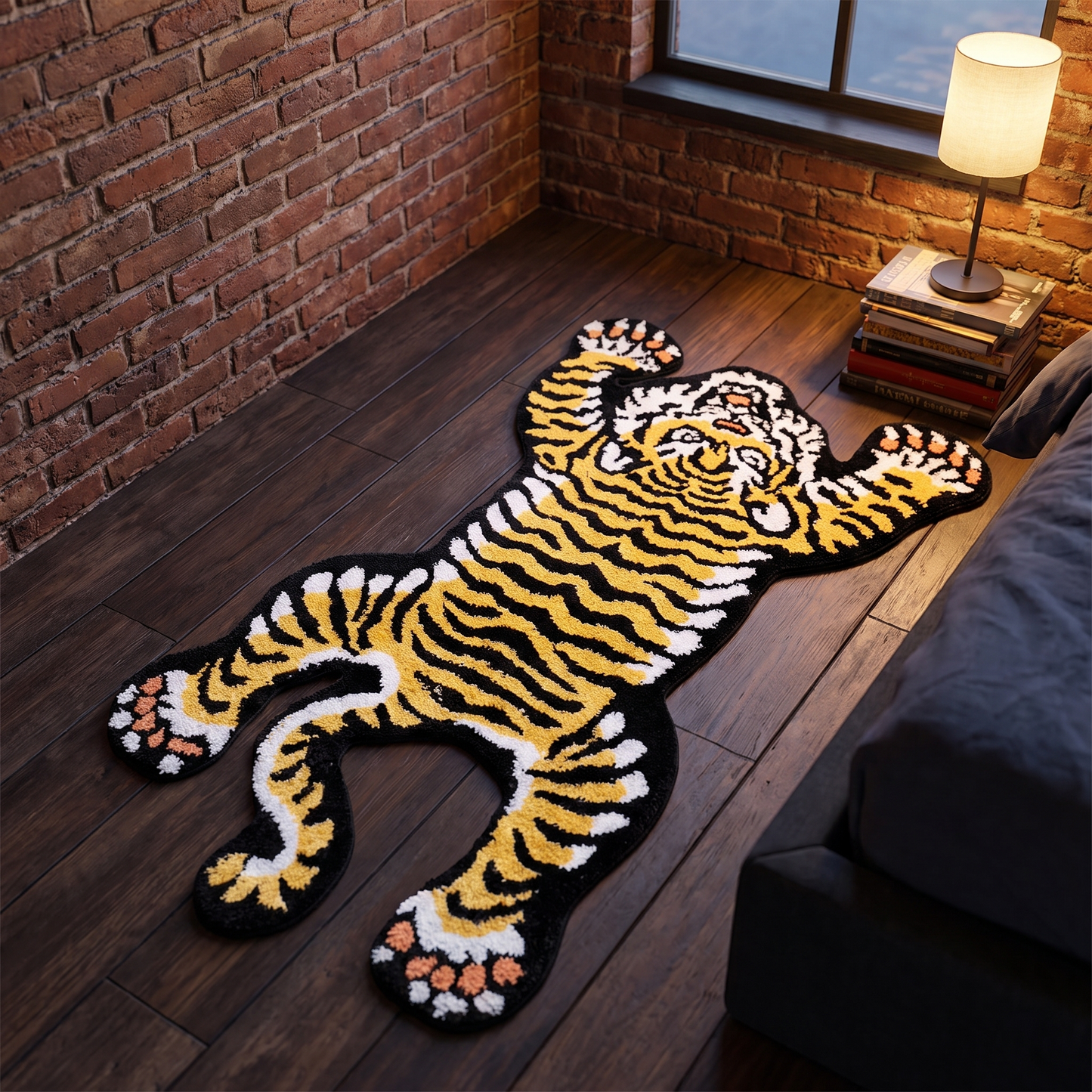 Striped Tiger Shaped Rug lifestyle photo