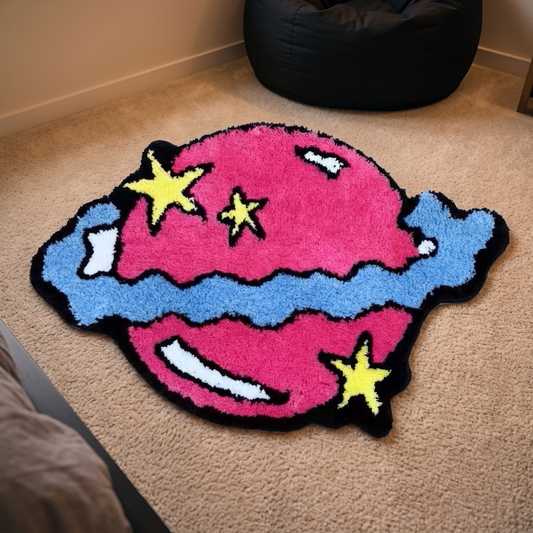 Pink Planet Tufted Rug lifestyle photo