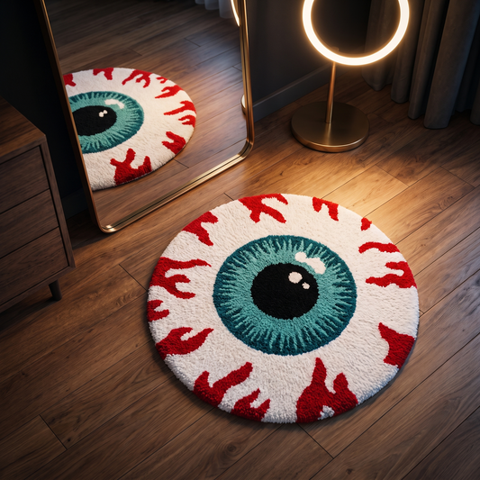 Bursting Eyeball Round Rug lifestyle photo